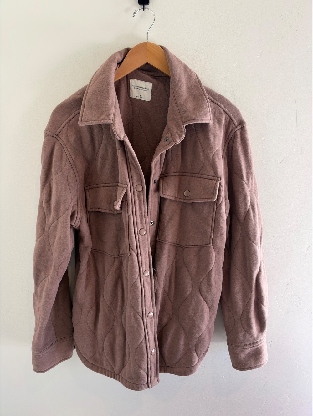 Abercrombie & Fitch Quilted Shirt Jacket Shacket Mauve Size Medium